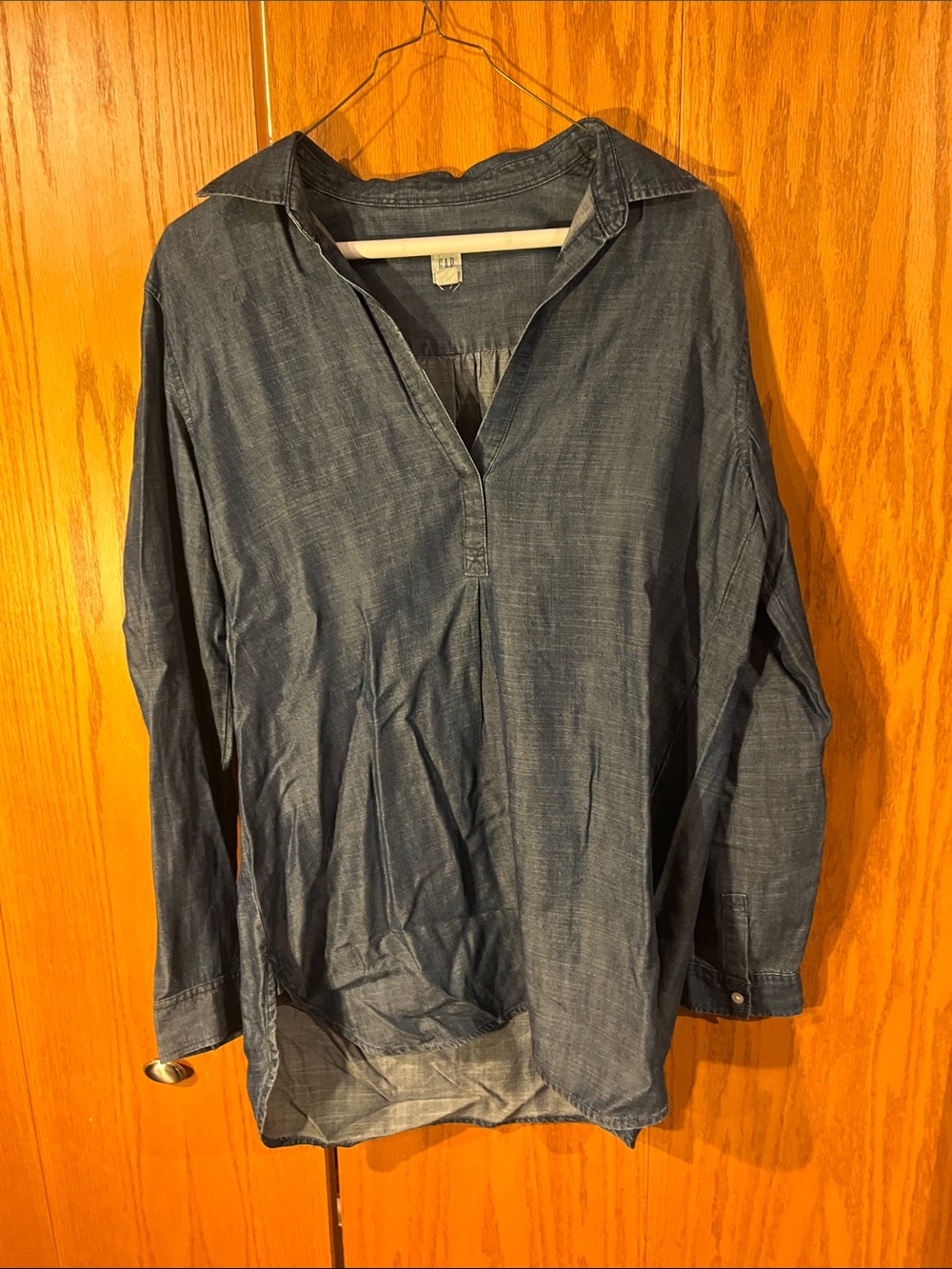 GAP Women's Dark Blue Denim-Effect Tunic Top